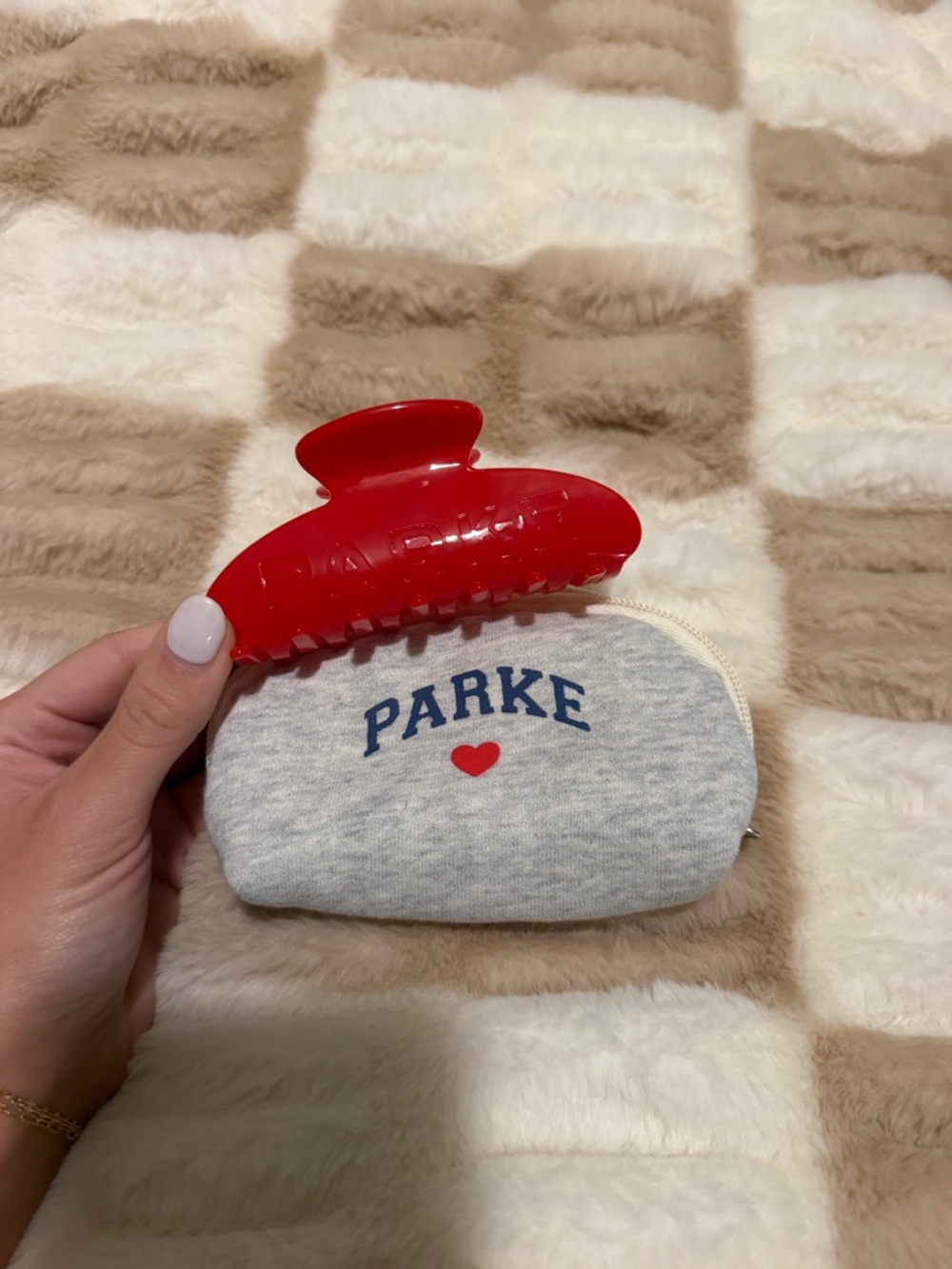 Parke Crimson Claw Clip & Grey Pouch